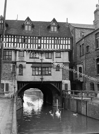 THE BRIDGE OVER RIVER WITHAM WITH TIMBERED HOUSES BUILT 1540